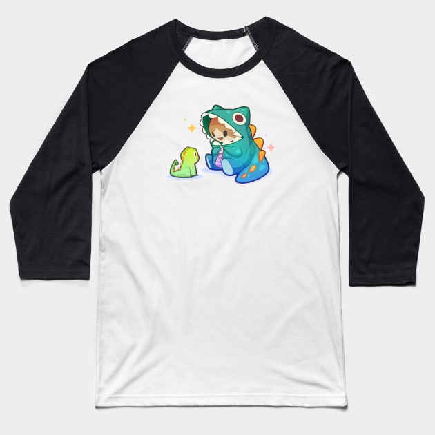 Dino Cat Baseball T-Shirt by Everything A Cat